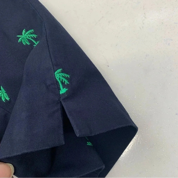Talbots Signature Pants Size 2 Navy Blue Embroidered Green Palm Trees Novelty - Picture 10 of 13